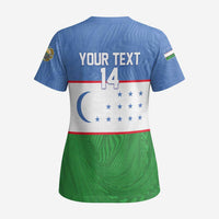 Uzbekistan Football Custom Scrub Top Come On White Wolves Flag Style - Wonder Print Shop