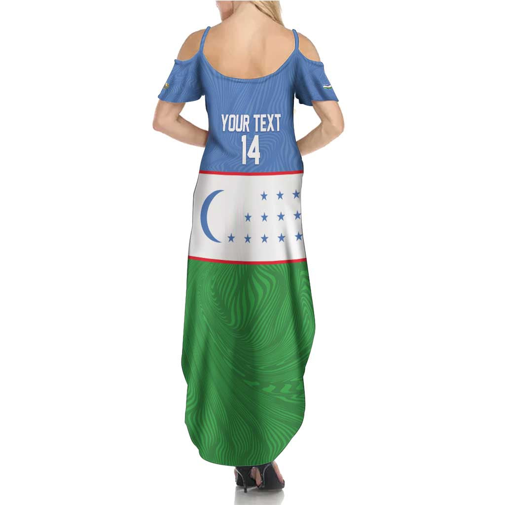 Uzbekistan Football Custom Summer Maxi Dress Come On White Wolves Flag Style - Wonder Print Shop
