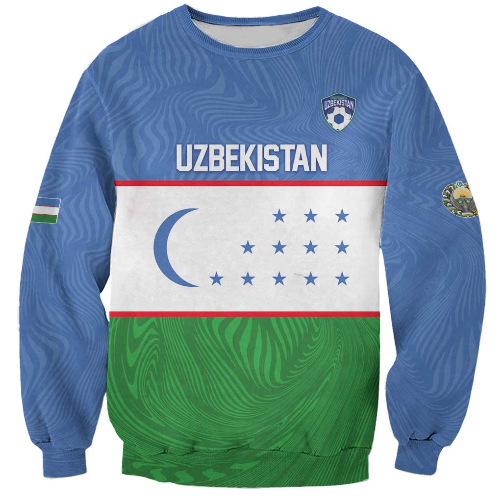 Uzbekistan Football Custom Sweatshirt Come On White Wolves Flag Style - Wonder Print Shop