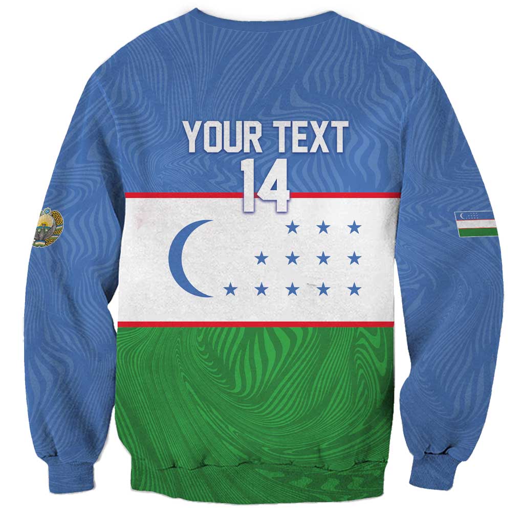 Uzbekistan Football Custom Sweatshirt Come On White Wolves Flag Style - Wonder Print Shop