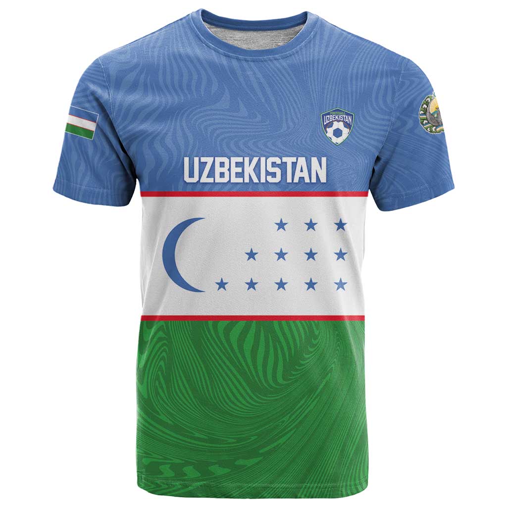 Uzbekistan Football Custom T Shirt Come On White Wolves Flag Style - Wonder Print Shop