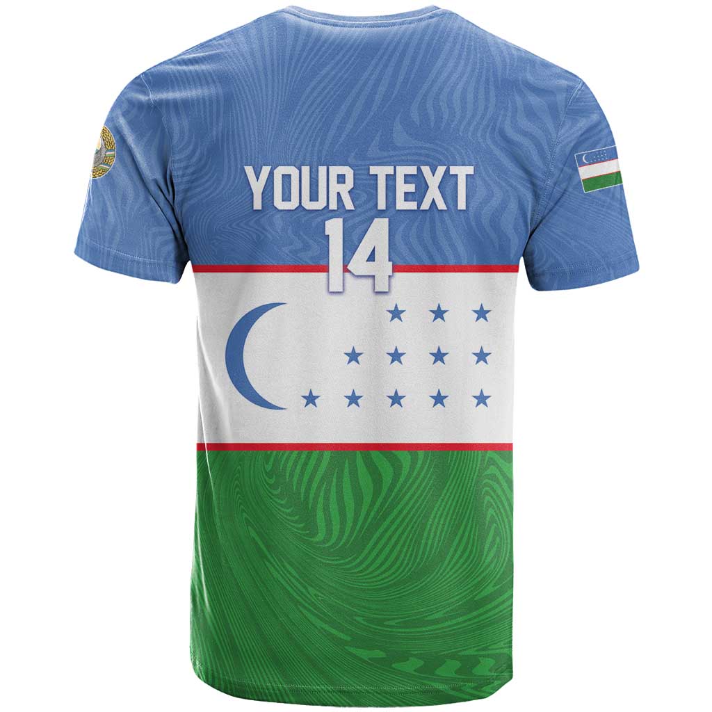 Uzbekistan Football Custom T Shirt Come On White Wolves Flag Style - Wonder Print Shop