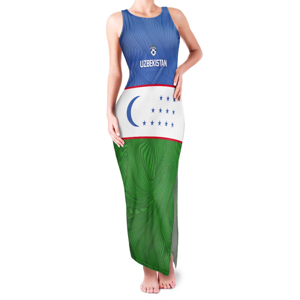 Uzbekistan Football Custom Tank Maxi Dress Come On White Wolves Flag Style - Wonder Print Shop