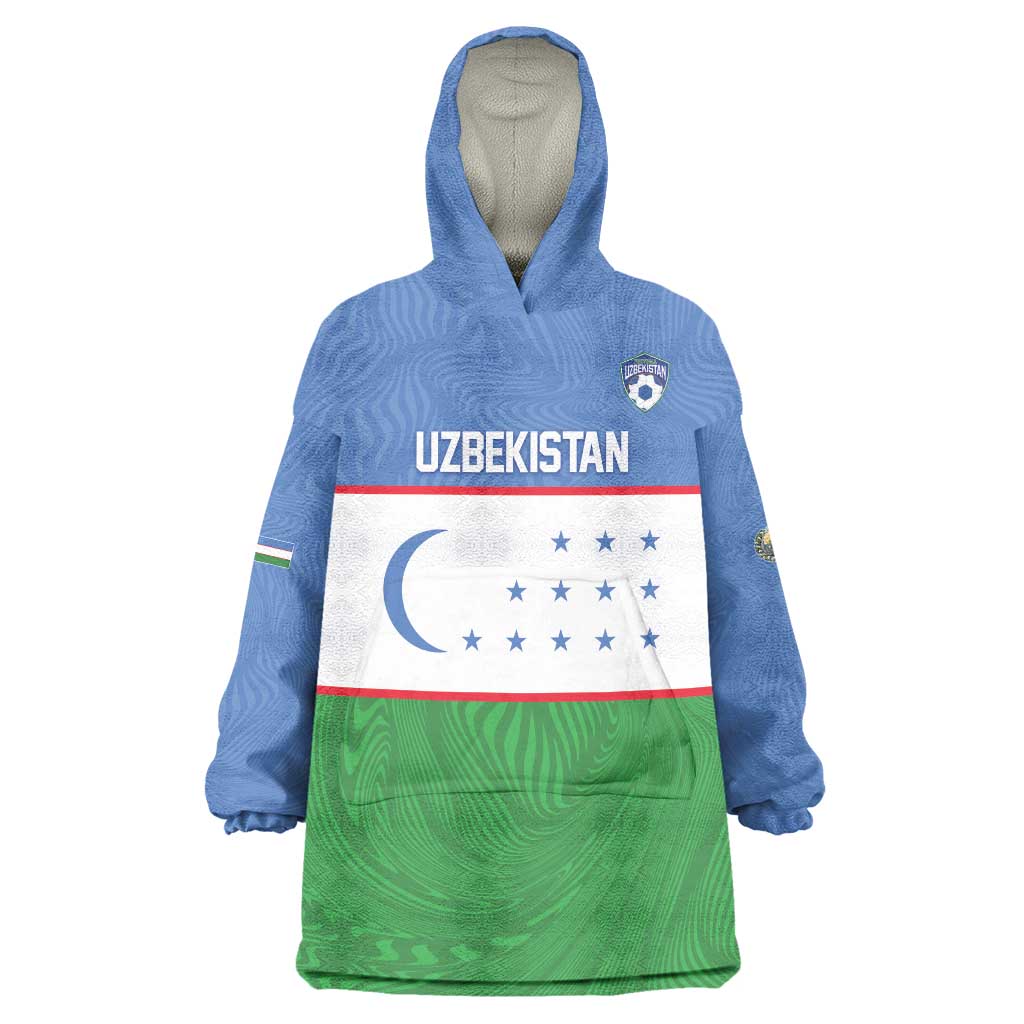 Uzbekistan Football Custom Wearable Blanket Hoodie Come On White Wolves Flag Style - Wonder Print Shop