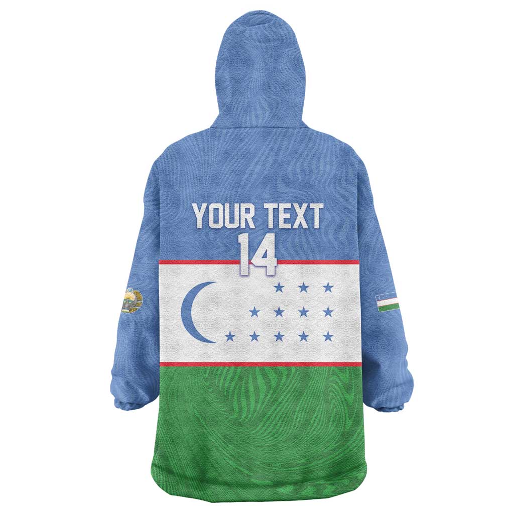 Uzbekistan Football Custom Wearable Blanket Hoodie Come On White Wolves Flag Style - Wonder Print Shop