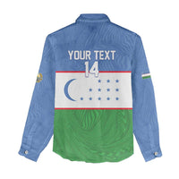 Uzbekistan Football Custom Women Casual Shirt Come On White Wolves Flag Style - Wonder Print Shop