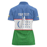 Uzbekistan Football Custom Women Polo Shirt Come On White Wolves Flag Style - Wonder Print Shop