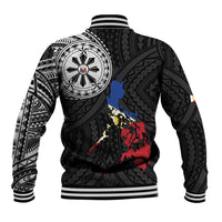 Philippines Strong Baseball Jacket Filipino Map Polynesian Tattoo - Wonder Print Shop