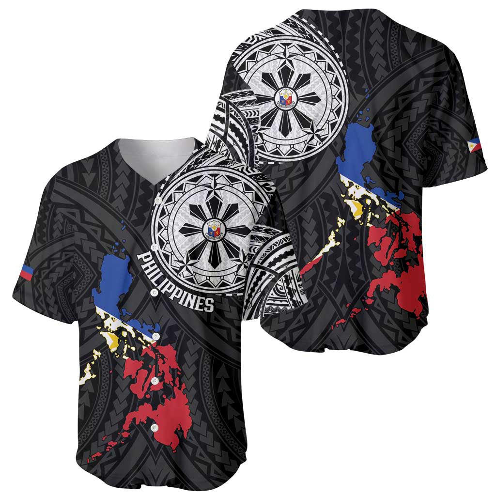Philippines Strong Baseball Jersey Filipino Map Polynesian Tattoo - Wonder Print Shop