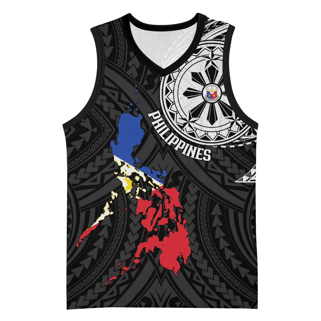 Philippines Strong Basketball Jersey Filipino Map Polynesian Tattoo - Wonder Print Shop