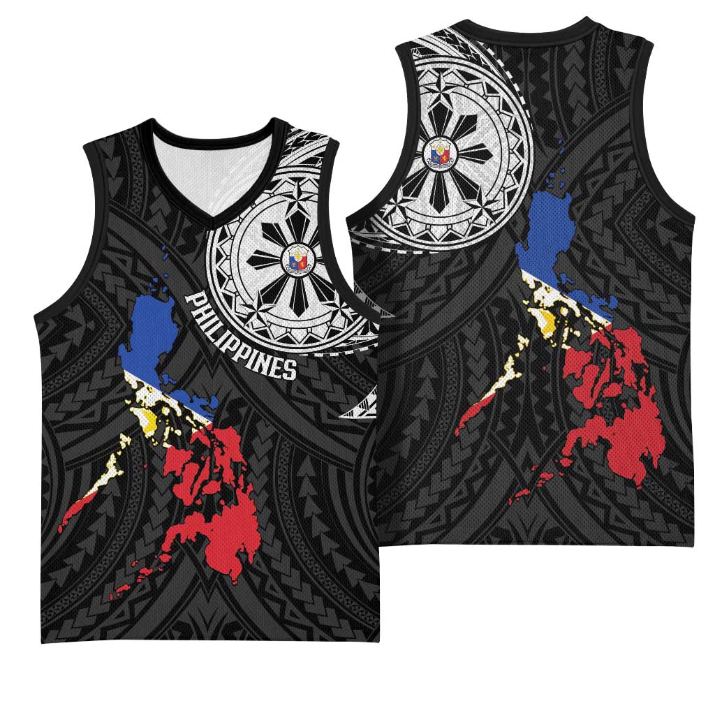 Philippines Strong Basketball Jersey Filipino Map Polynesian Tattoo - Wonder Print Shop