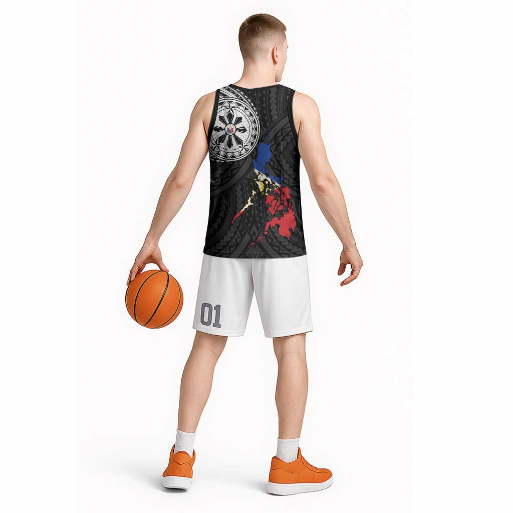 Philippines Strong Basketball Jersey Filipino Map Polynesian Tattoo - Wonder Print Shop