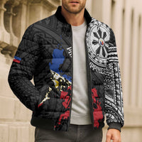 Philippines Strong Bomber Puffer Jacket Filipino Map Polynesian Tattoo - Wonder Print Shop