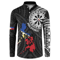 Philippines Strong Button Sweatshirt Filipino Map Polynesian Tattoo - Wonder Print Shop