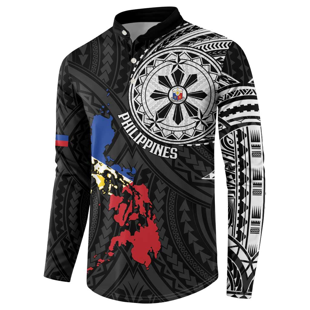 Philippines Strong Button Sweatshirt Filipino Map Polynesian Tattoo - Wonder Print Shop