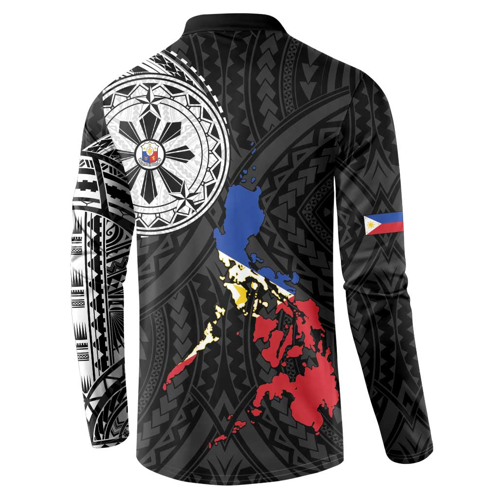 Philippines Strong Button Sweatshirt Filipino Map Polynesian Tattoo - Wonder Print Shop