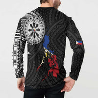 Philippines Strong Button Sweatshirt Filipino Map Polynesian Tattoo - Wonder Print Shop