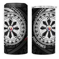 Philippines Strong 4 in 1 Can Cooler Tumbler Filipino Map Polynesian Tattoo - Wonder Print Shop