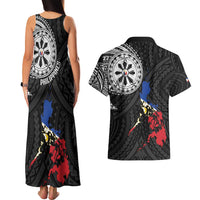 Philippines Strong Couples Matching Tank Maxi Dress and Hawaiian Shirt Filipino Map Polynesian Tattoo - Wonder Print Shop