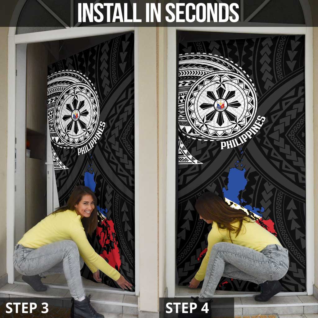 Philippines Strong Door Cover Filipino Map Polynesian Tattoo - Wonder Print Shop