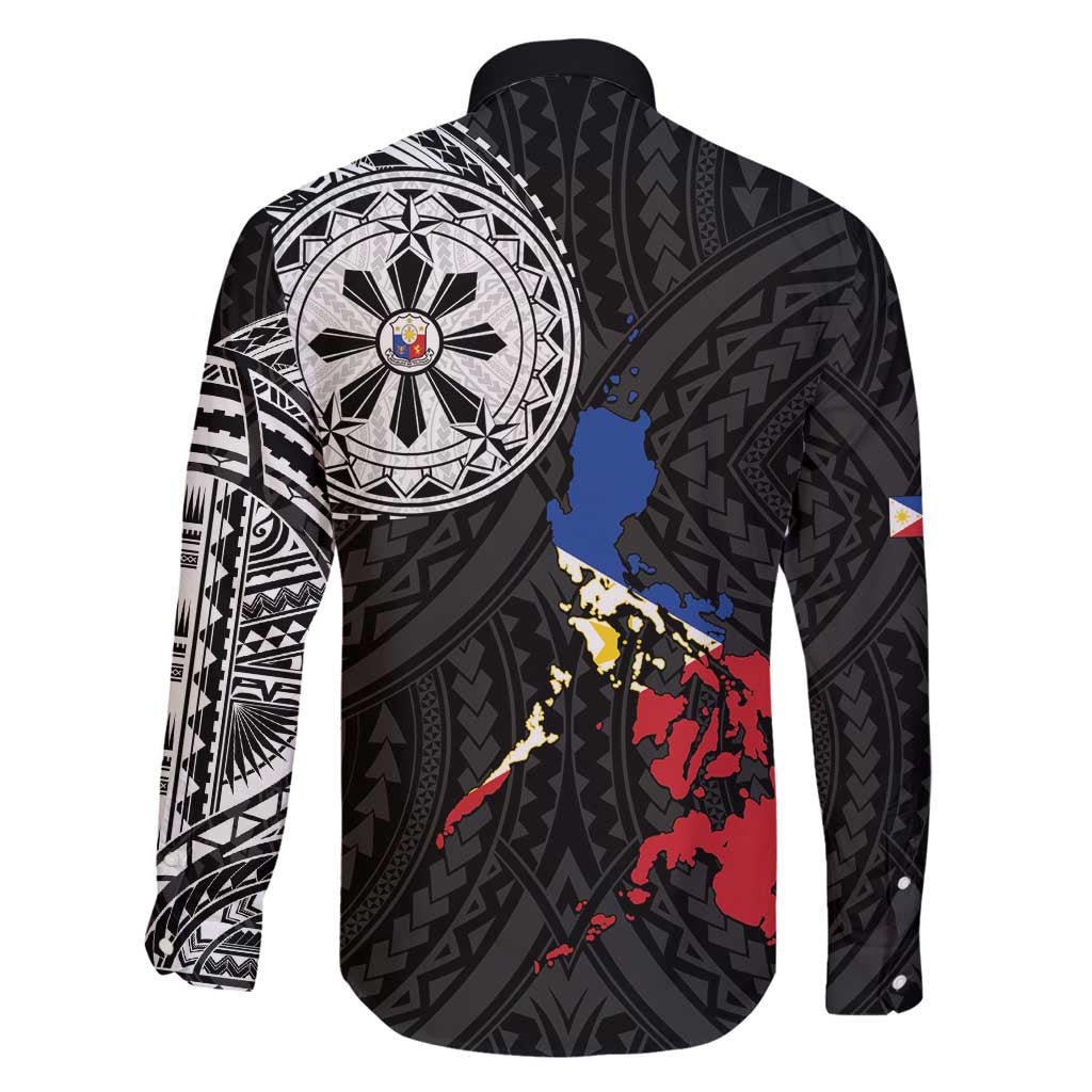 Philippines Strong Family Matching Long Sleeve Bodycon Dress and Hawaiian Shirt Filipino Map Polynesian Tattoo - Wonder Print Shop