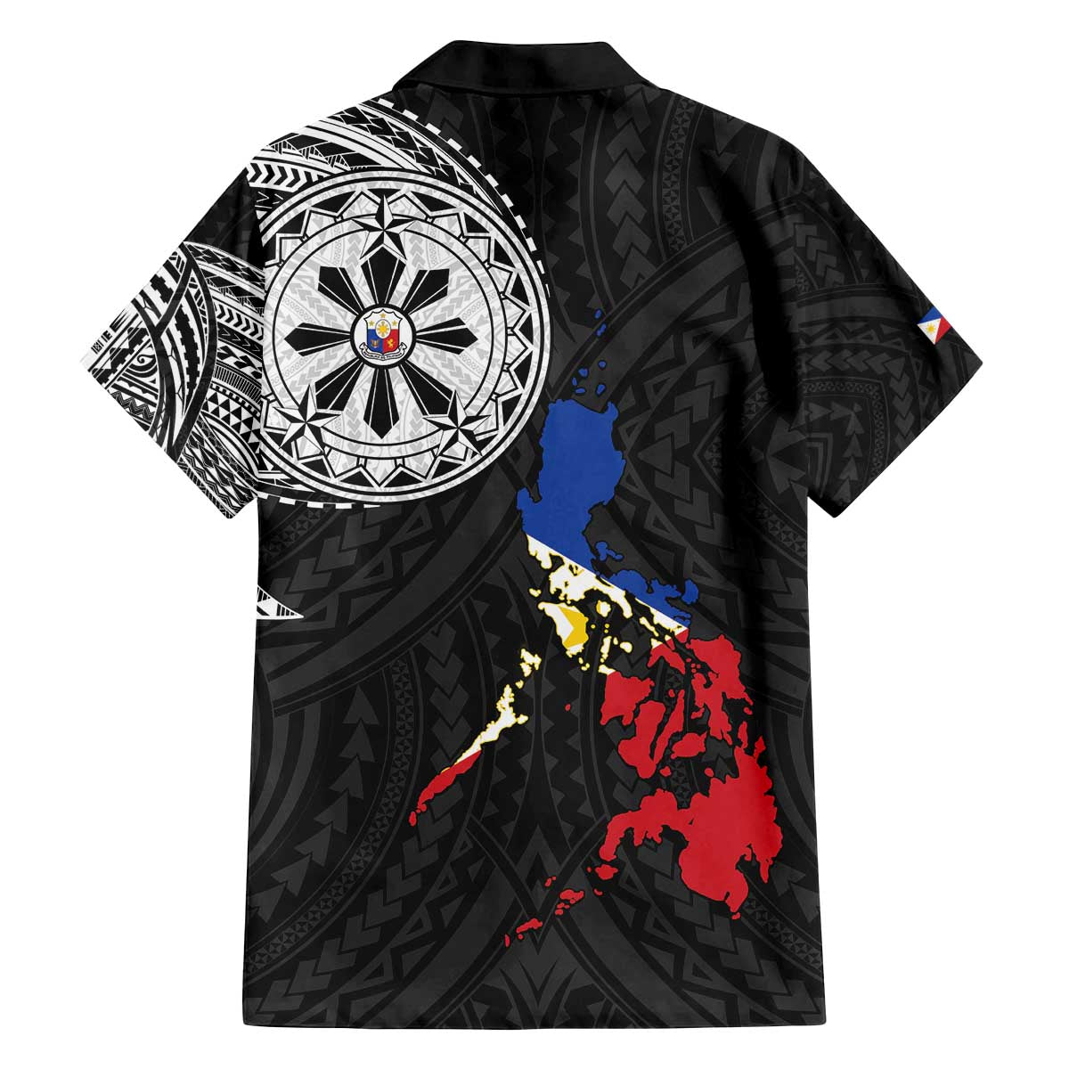 Philippines Strong Family Matching Off The Shoulder Long Sleeve Dress and Hawaiian Shirt Filipino Map Polynesian Tattoo - Wonder Print Shop