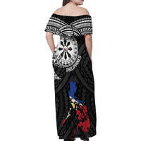 Philippines Strong Family Matching Off Shoulder Maxi Dress and Hawaiian Shirt Filipino Map Polynesian Tattoo - Wonder Print Shop