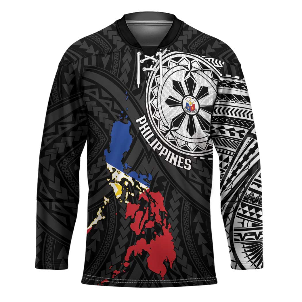 Philippines Strong Hockey Jersey Filipino Map Polynesian Tattoo - Wonder Print Shop