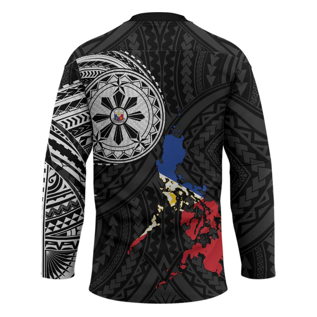 Philippines Strong Hockey Jersey Filipino Map Polynesian Tattoo - Wonder Print Shop