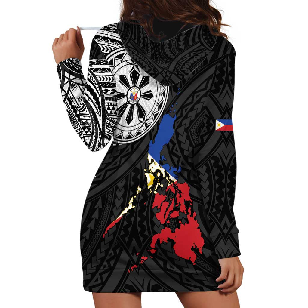 Philippines Strong Hoodie Dress Filipino Map Polynesian Tattoo - Wonder Print Shop