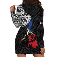 Philippines Strong Hoodie Dress Filipino Map Polynesian Tattoo - Wonder Print Shop