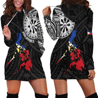 Philippines Strong Hoodie Dress Filipino Map Polynesian Tattoo - Wonder Print Shop