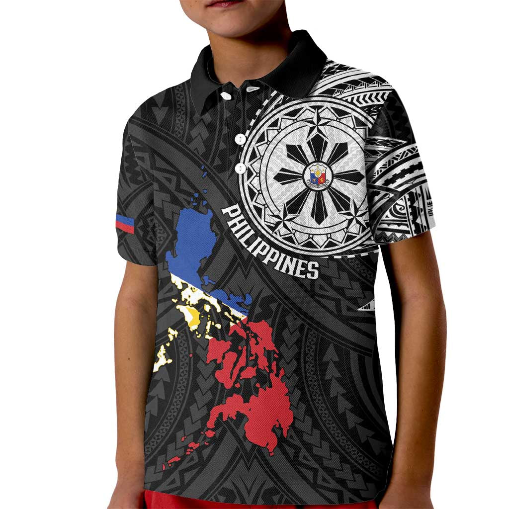 Philippines Strong Kid Polo Shirt Filipino Map Polynesian Tattoo - Wonder Print Shop