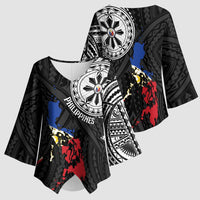 Philippines Strong Kimono Sleeve Blouse Filipino Map Polynesian Tattoo - Wonder Print Shop