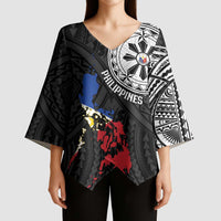Philippines Strong Kimono Sleeve Blouse Filipino Map Polynesian Tattoo - Wonder Print Shop