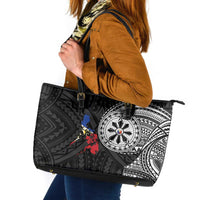 Philippines Strong Leather Tote Bag Filipino Map Polynesian Tattoo - Wonder Print Shop