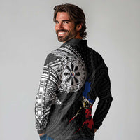 Philippines Strong Long Sleeve Polo Shirt Filipino Map Polynesian Tattoo - Wonder Print Shop