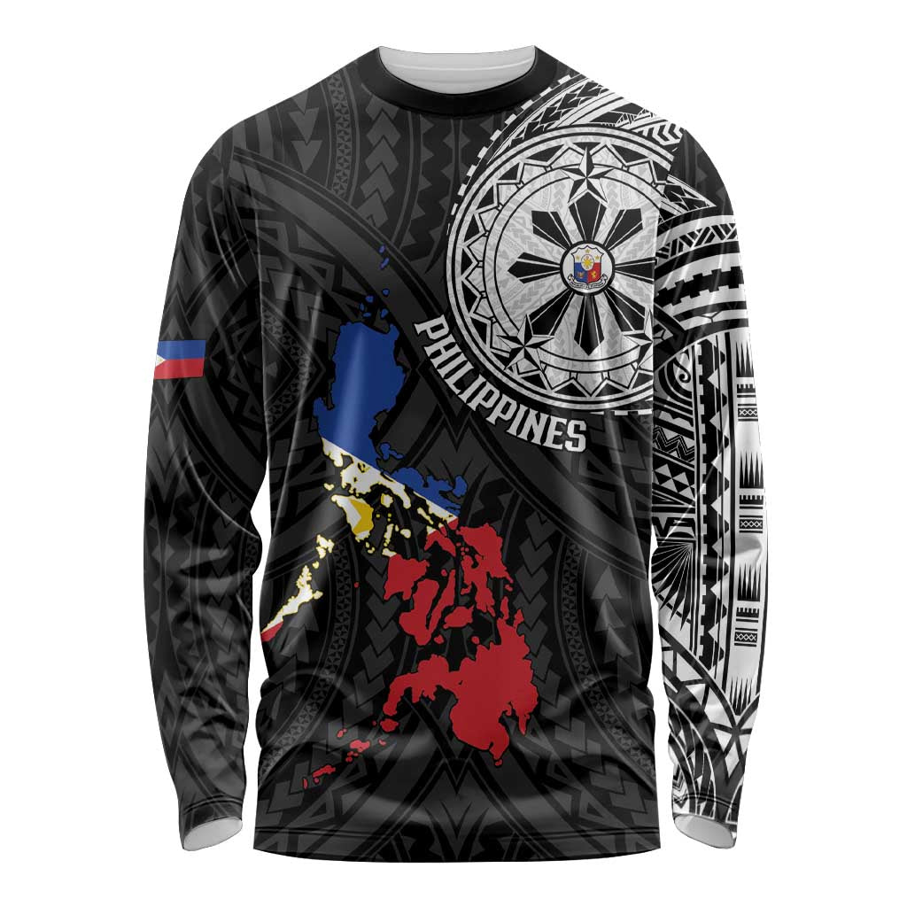 Philippines Strong Long Sleeve Shirt Filipino Map Polynesian Tattoo - Wonder Print Shop