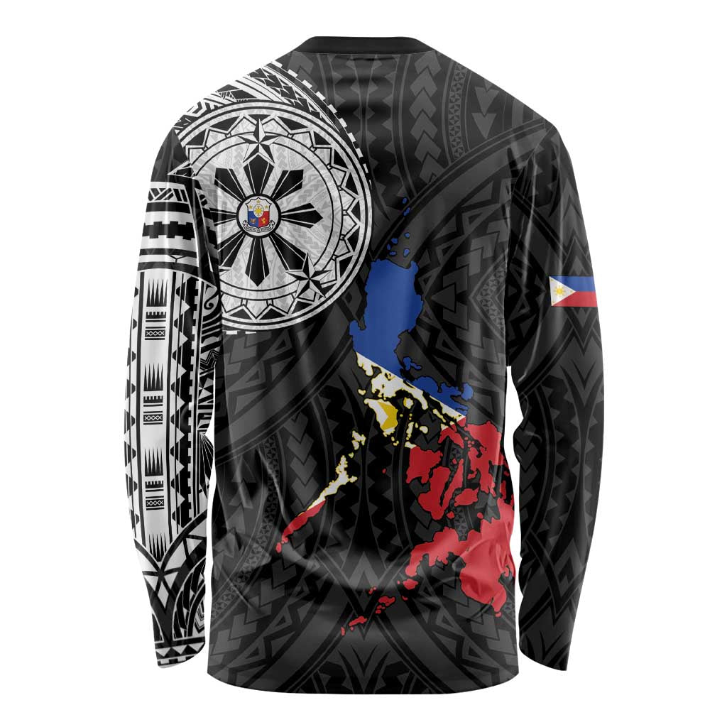 Philippines Strong Long Sleeve Shirt Filipino Map Polynesian Tattoo - Wonder Print Shop