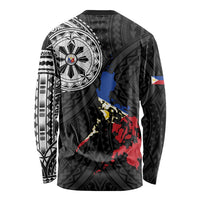 Philippines Strong Long Sleeve Shirt Filipino Map Polynesian Tattoo - Wonder Print Shop