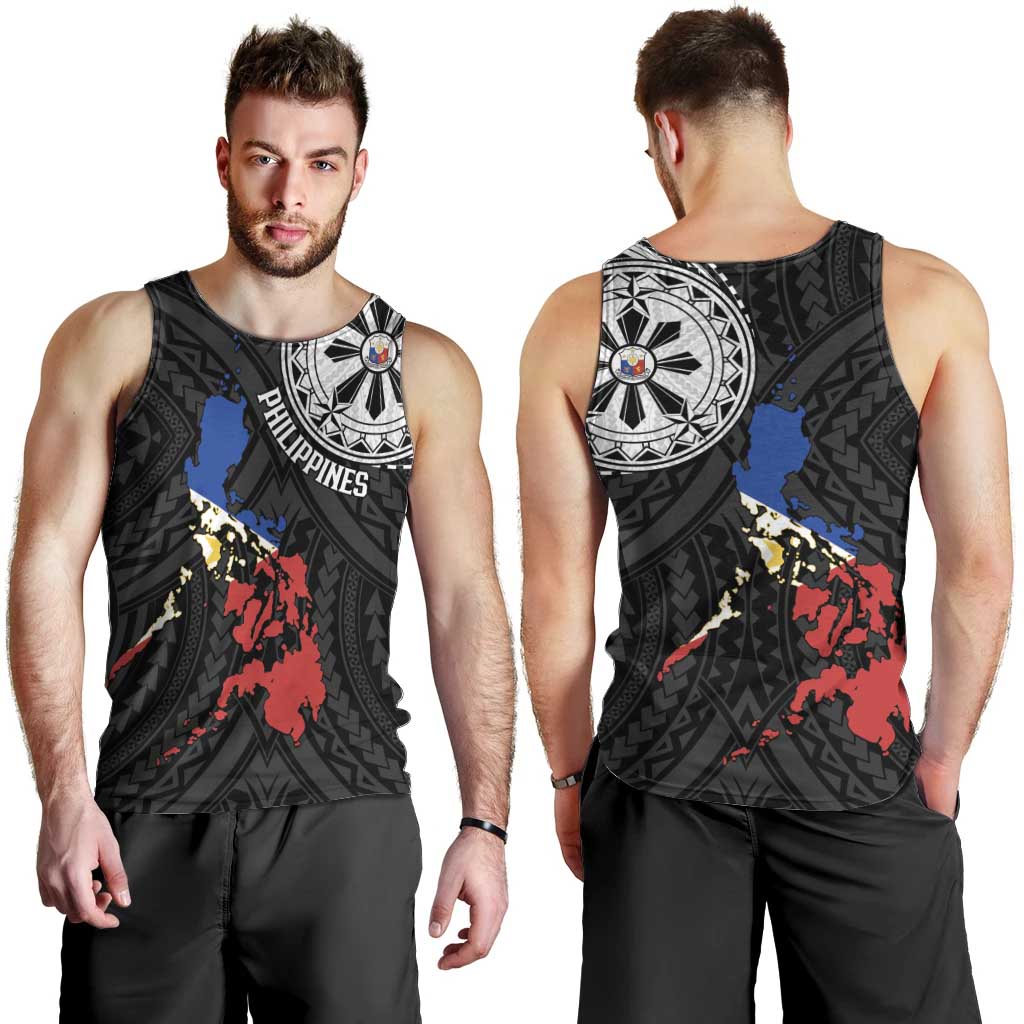 Philippines Strong Men Tank Top Filipino Map Polynesian Tattoo - Wonder Print Shop