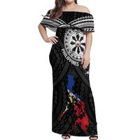 Philippines Strong Off Shoulder Maxi Dress Filipino Map Polynesian Tattoo - Wonder Print Shop