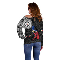 Philippines Strong Off Shoulder Sweater Filipino Map Polynesian Tattoo - Wonder Print Shop