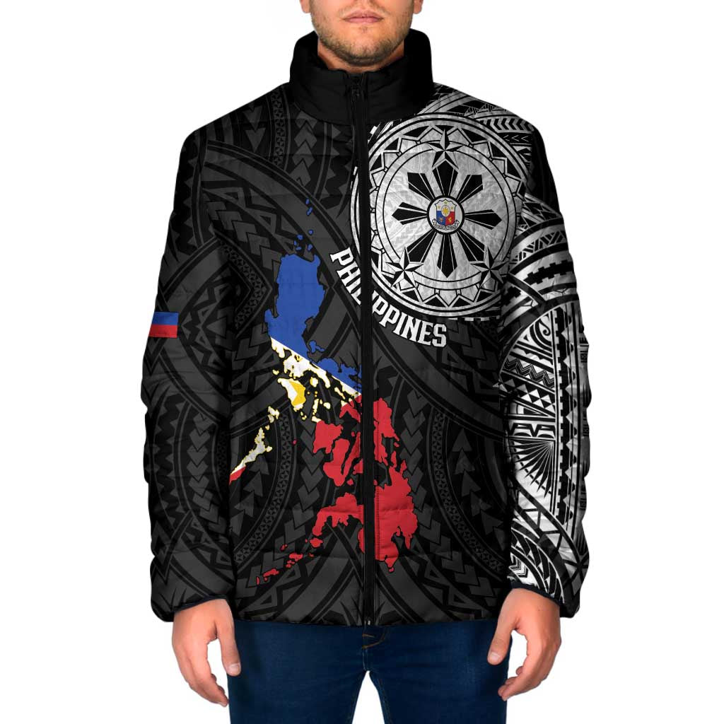 Philippines Strong Padded Jacket Filipino Map Polynesian Tattoo - Wonder Print Shop