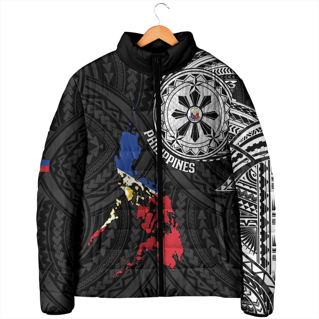 Philippines Strong Padded Jacket Filipino Map Polynesian Tattoo - Wonder Print Shop