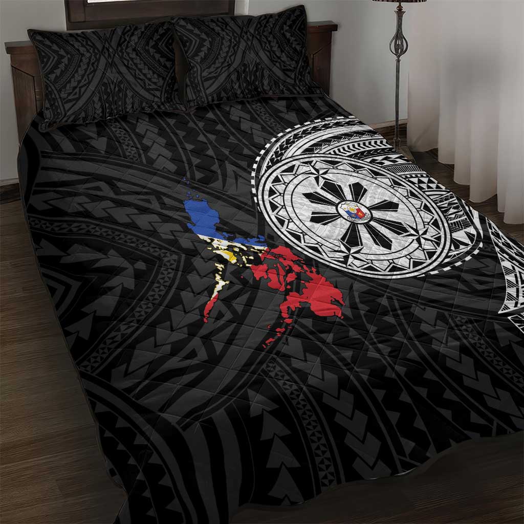 Philippines Strong Quilt Bed Set Filipino Map Polynesian Tattoo - Wonder Print Shop