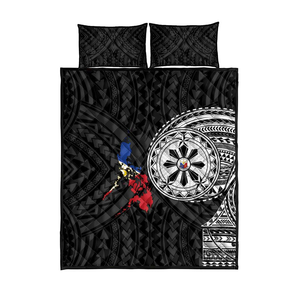 Philippines Strong Quilt Bed Set Filipino Map Polynesian Tattoo - Wonder Print Shop
