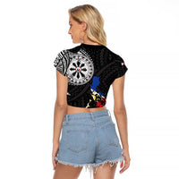 Philippines Strong Raglan Cropped T Shirt Filipino Map Polynesian Tattoo - Wonder Print Shop