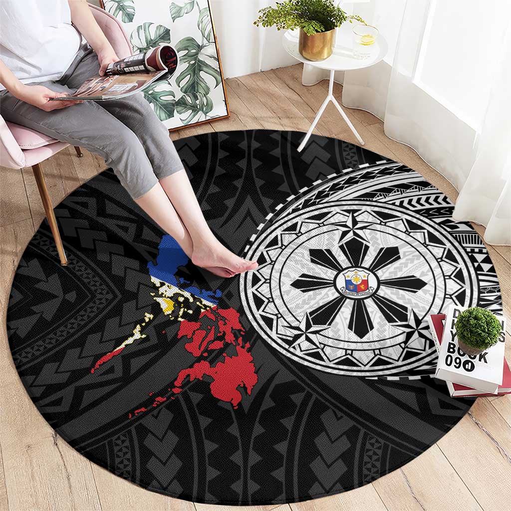 Philippines Strong Round Carpet Filipino Map Polynesian Tattoo - Wonder Print Shop