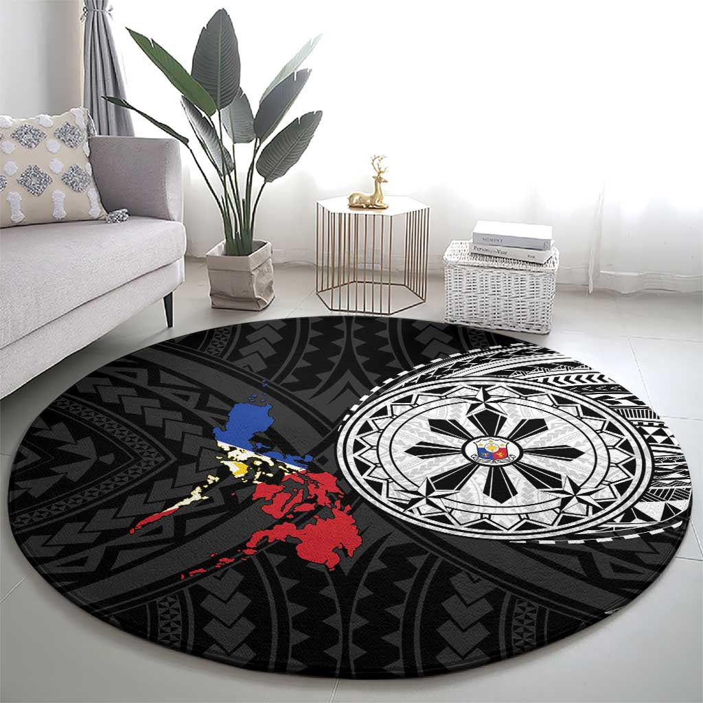 Philippines Strong Round Carpet Filipino Map Polynesian Tattoo - Wonder Print Shop
